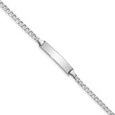14k White Gold Polished Solid Chain/Solid Plate Flat Curb Link 19.5x4.3mm Plate 7 inch ID Bracelet